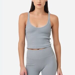 Vuori Flint Blue Rib Crop Tank Small